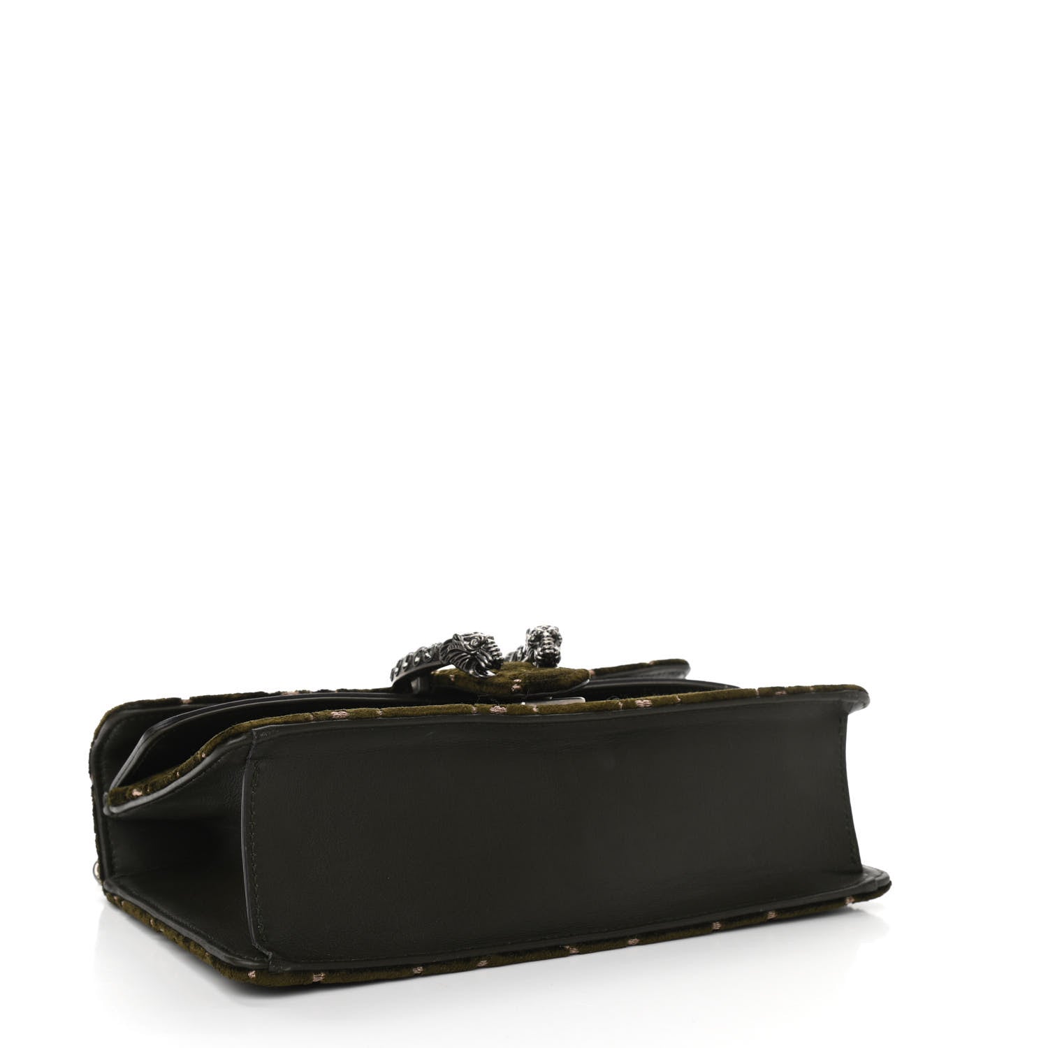 Gucci Velvet Moon Calfskin Crystal GG Monogram Small Dionysus Shoulder Bag Dark Olive Rose Gold 4 of 12