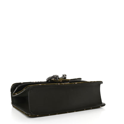 Gucci Velvet Moon Calfskin Crystal GG Monogram Small Dionysus Shoulder Bag Dark Olive Rose Gold 4 of 12