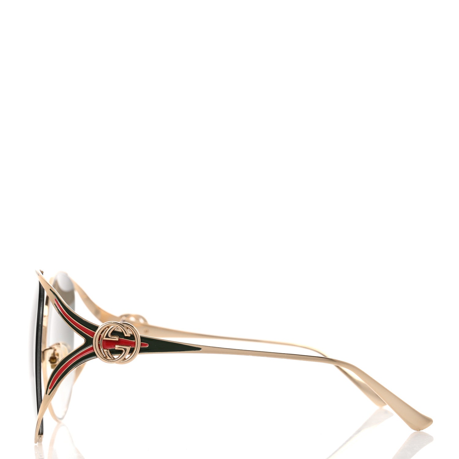 Gucci Metal Oversized Round Frame GG0225S Sunglasses Gold 3 of 8