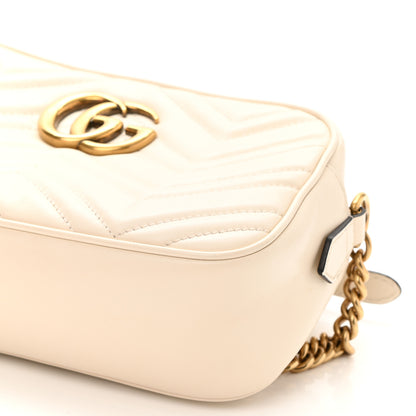 Gucci Calfskin Matelasse Small GG Marmont Chain Shoulder Bag White 10 of 12