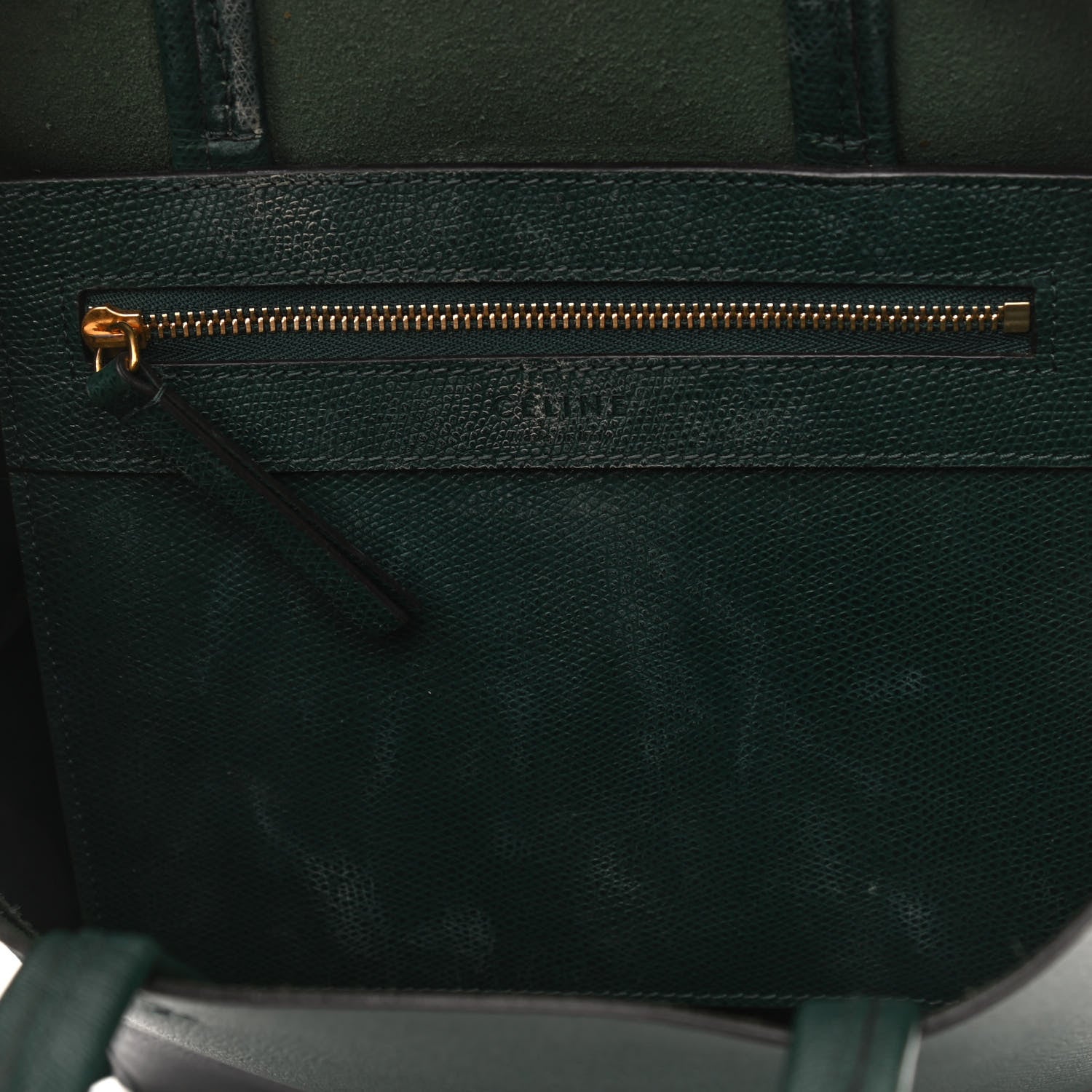 Celine Grained Calfskin Small Vertical Bi-Cabas Dark Green Black 7 of 11
