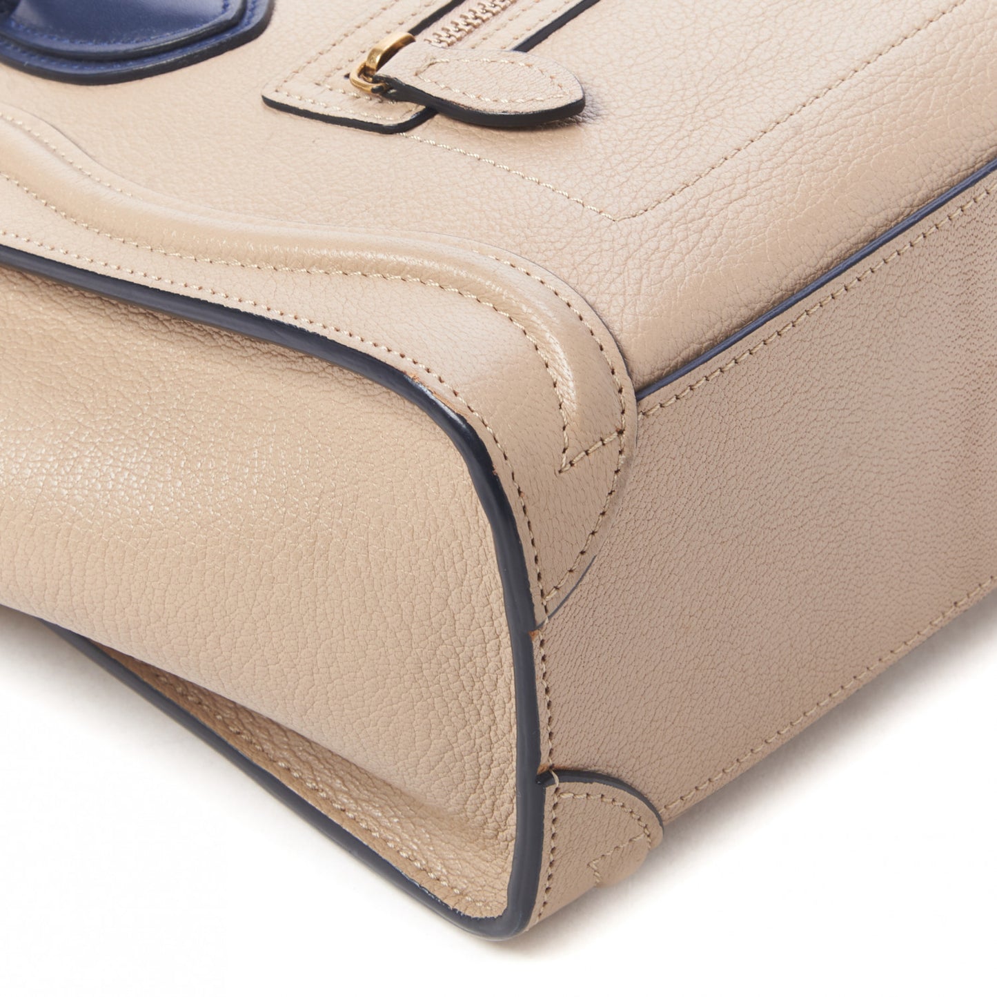 Drummed Calfskin Bi-Color Nano Luggage Navy Dune