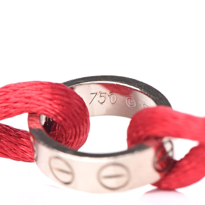 Cartier 18K White Gold Charity LOVE Adjustable Cord Bracelet Red 5 of 6