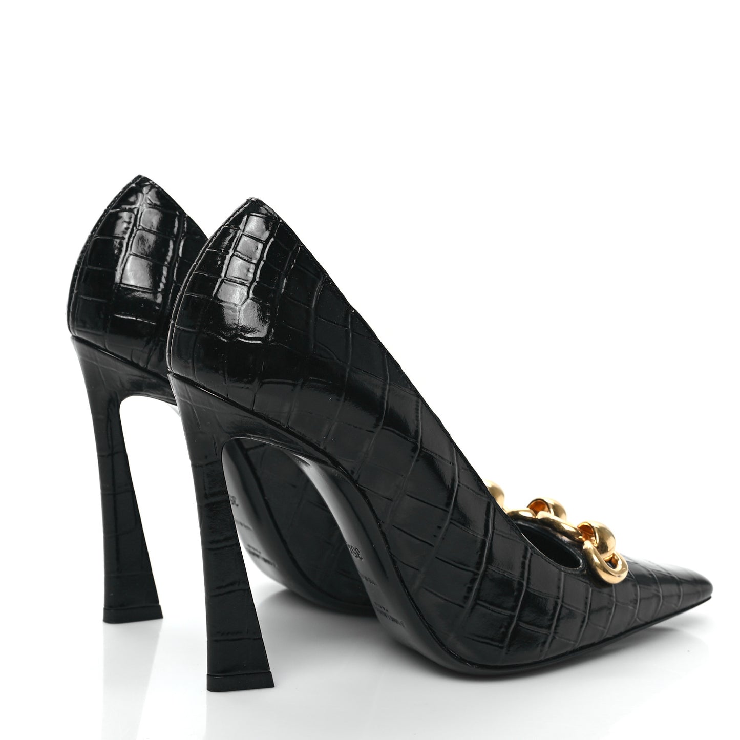 Calfskin Crocodile Embossed Silvana 110mm Pumps 35.5 Black