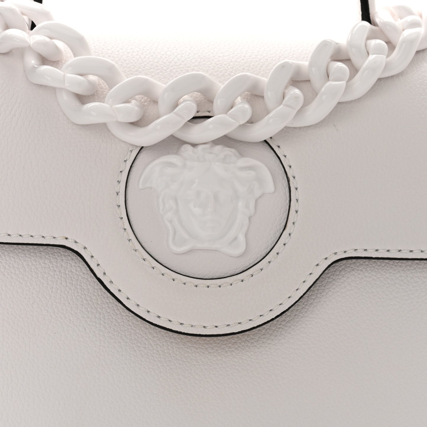 Calfskin Medium La Medusa Top Handle Handbag Optical White