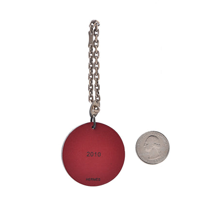 Hermes Veau Box Tiger Key Chain Bag Charm Rouge 2 of 5