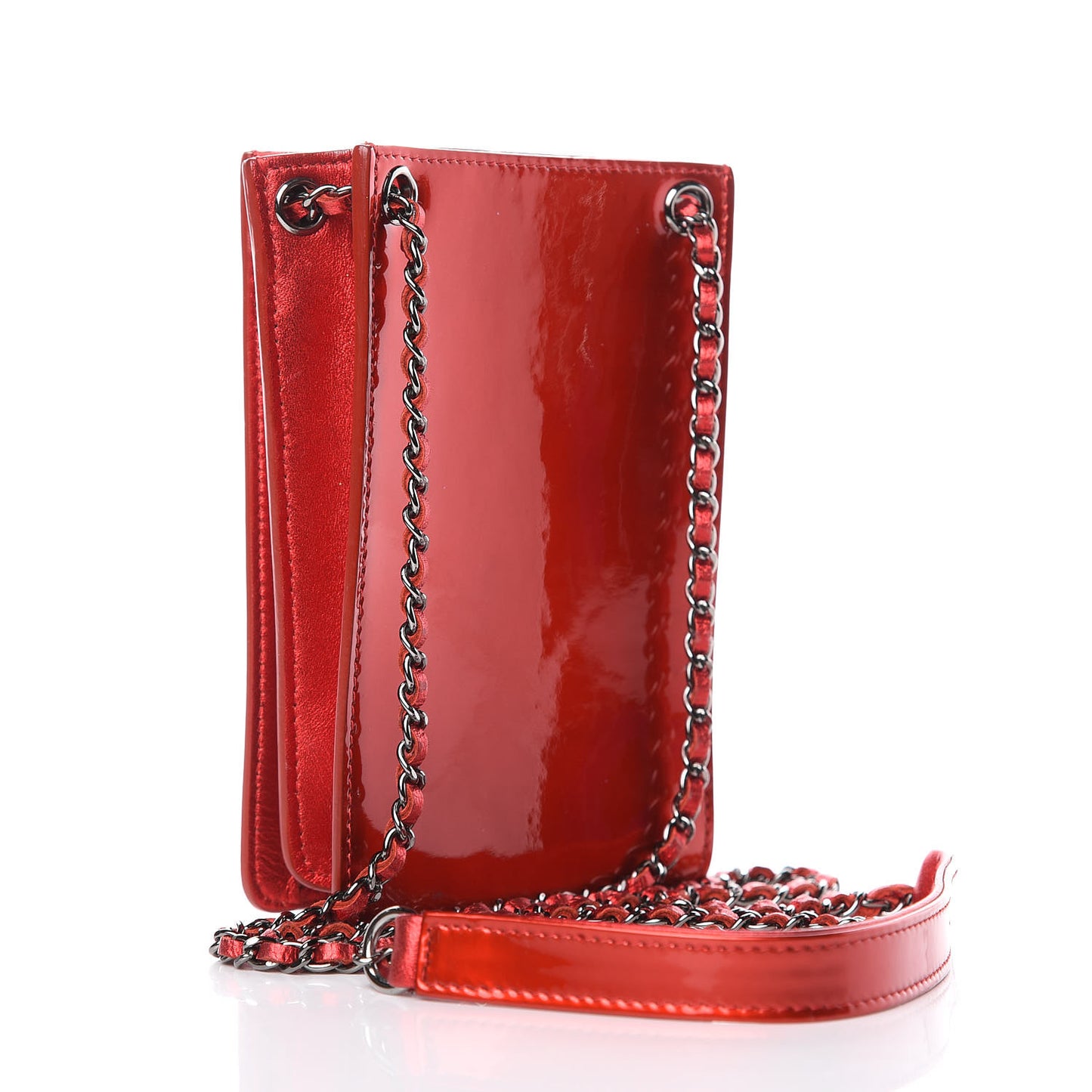 Metallic Patent Crossbody CC Phone Holder Red
