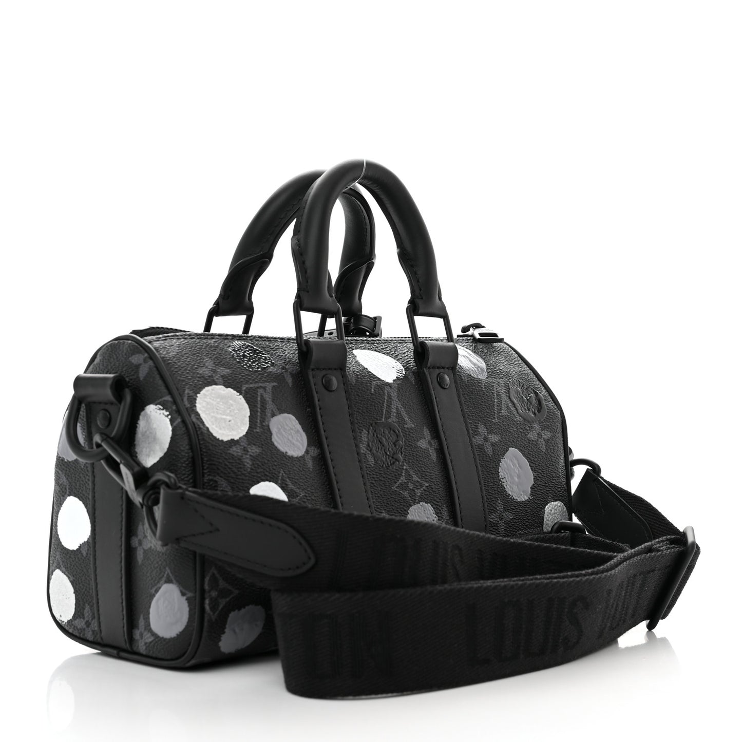 LV X YK Monogram Eclipse Keepall Bandouliere 25 Black Silver