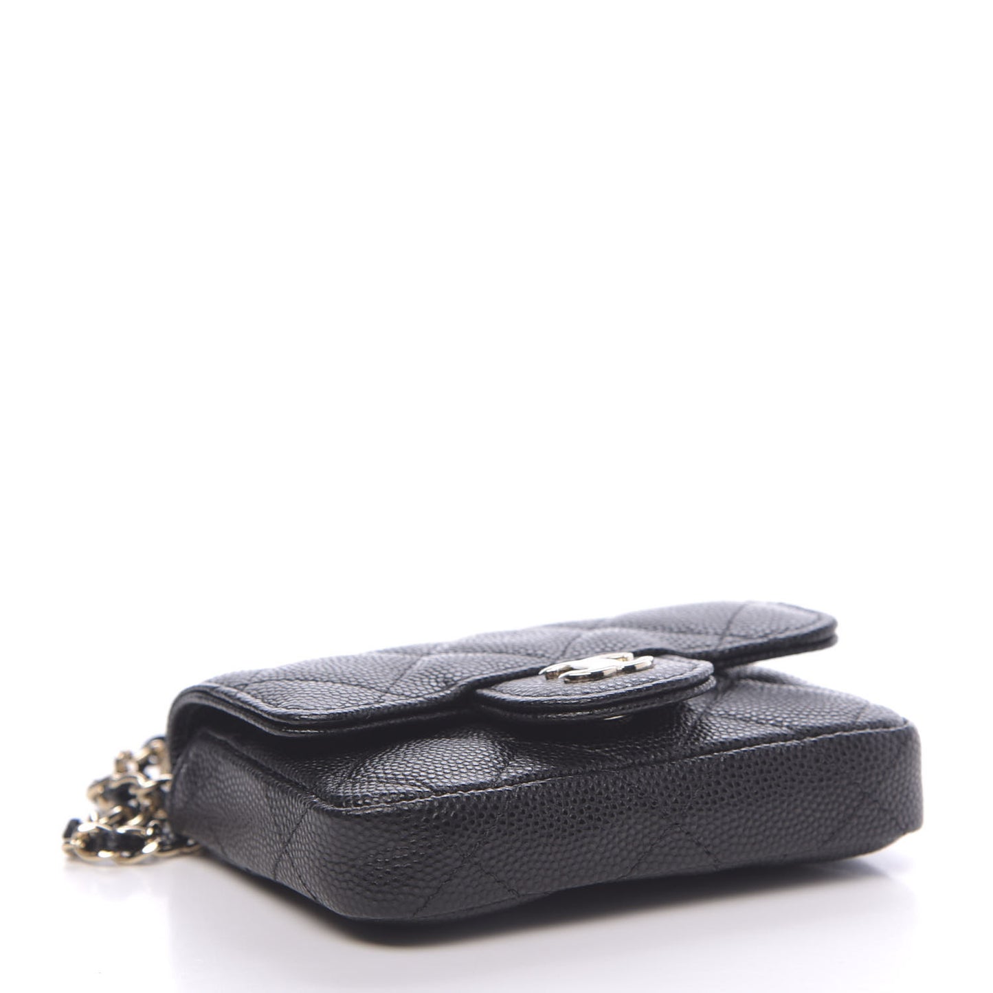 Caviar Quilted Flap Chain Waist Bag Black