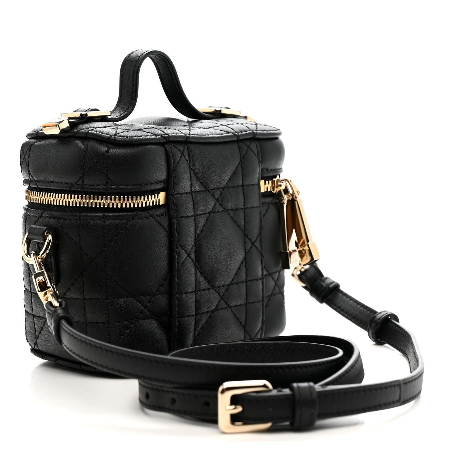 Lambskin Cannage Micro Lady Dior Vanity Case Black
