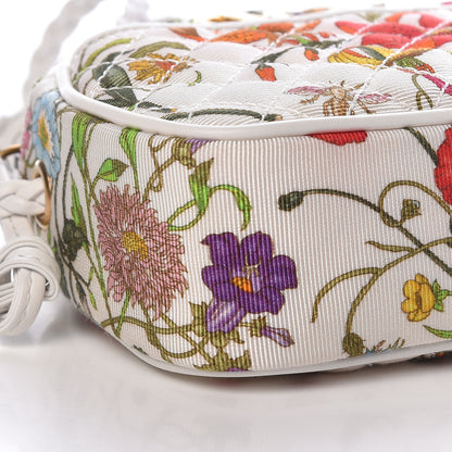 Gucci Canvas Flora Floral Trapuntata Mini Zumi Dome Shoulder Bag White 9 of 10
