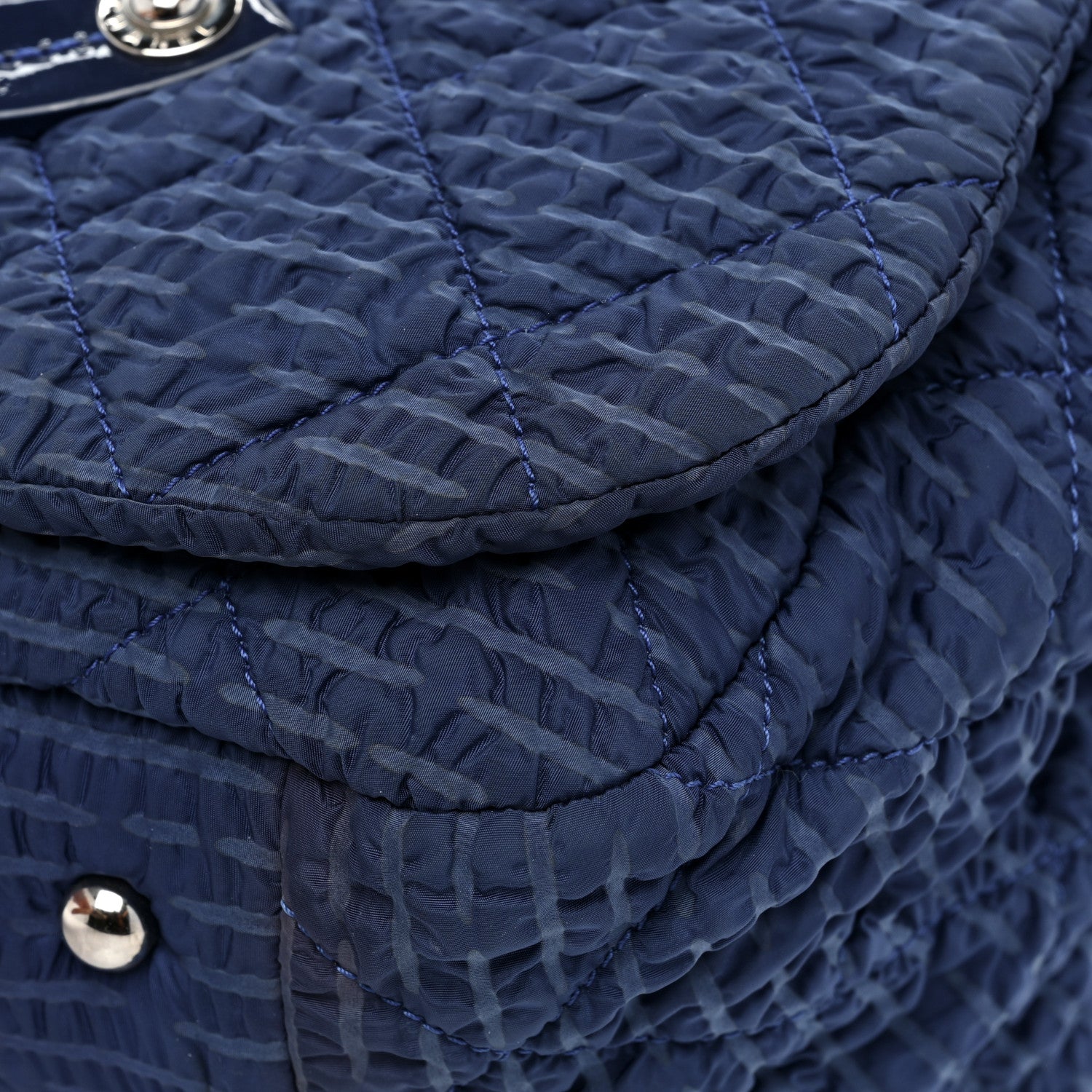 Chanel Nylon Patent Quilted CC Accordion Flap Bag Blue 13 of 18
