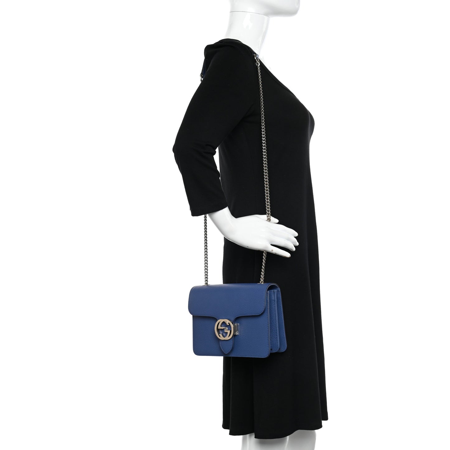 Dollar Calfskin Small Interlocking G Shoulder Bag Caspian