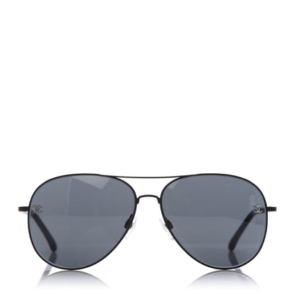 Chanel Metal Aviator CC Sunglasses 4189 T-Q Black 2 of 8