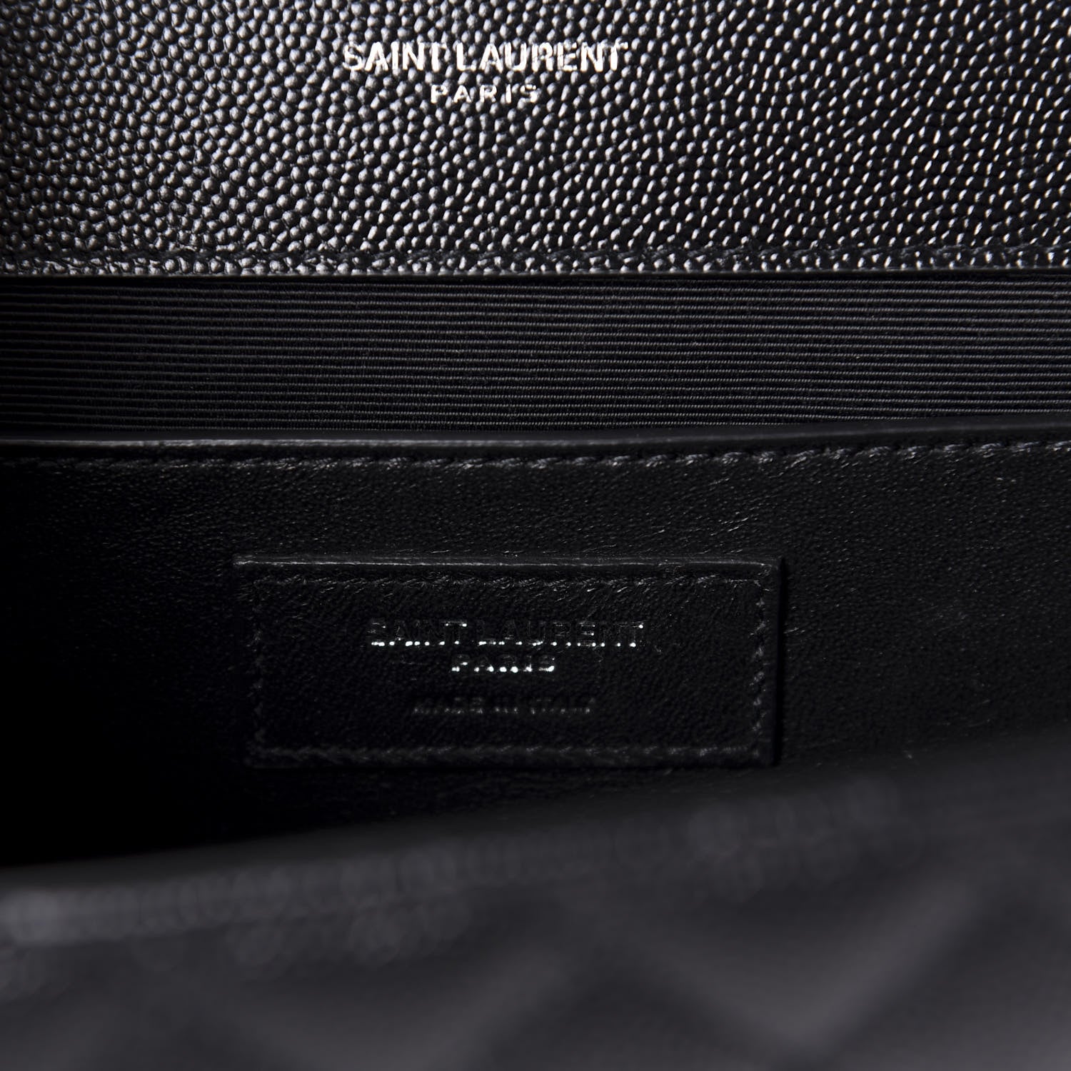 Saint Laurent Grain De Poudre Textured Mixed Matelasse Triquilt Medium Monogram Satchel Black 7 of 11
