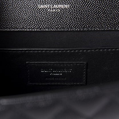 Saint Laurent Grain De Poudre Textured Mixed Matelasse Triquilt Medium Monogram Satchel Black 7 of 11