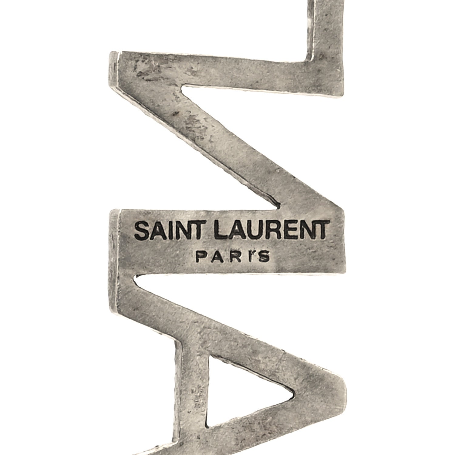 Saint Laurent Brass Crystal Logo Brooch Set Silver 3 of 3