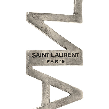 Saint Laurent Brass Crystal Logo Brooch Set Silver 3 of 3