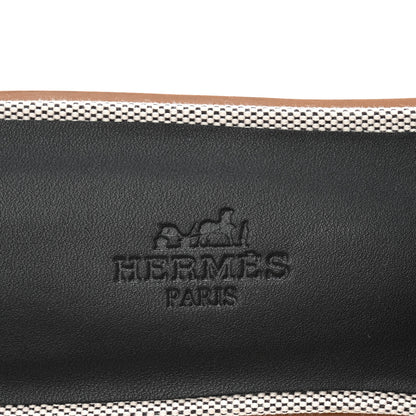 Hermes Canvas Calfskin Oran Sandals 38 Prunoir Black 8 of 10