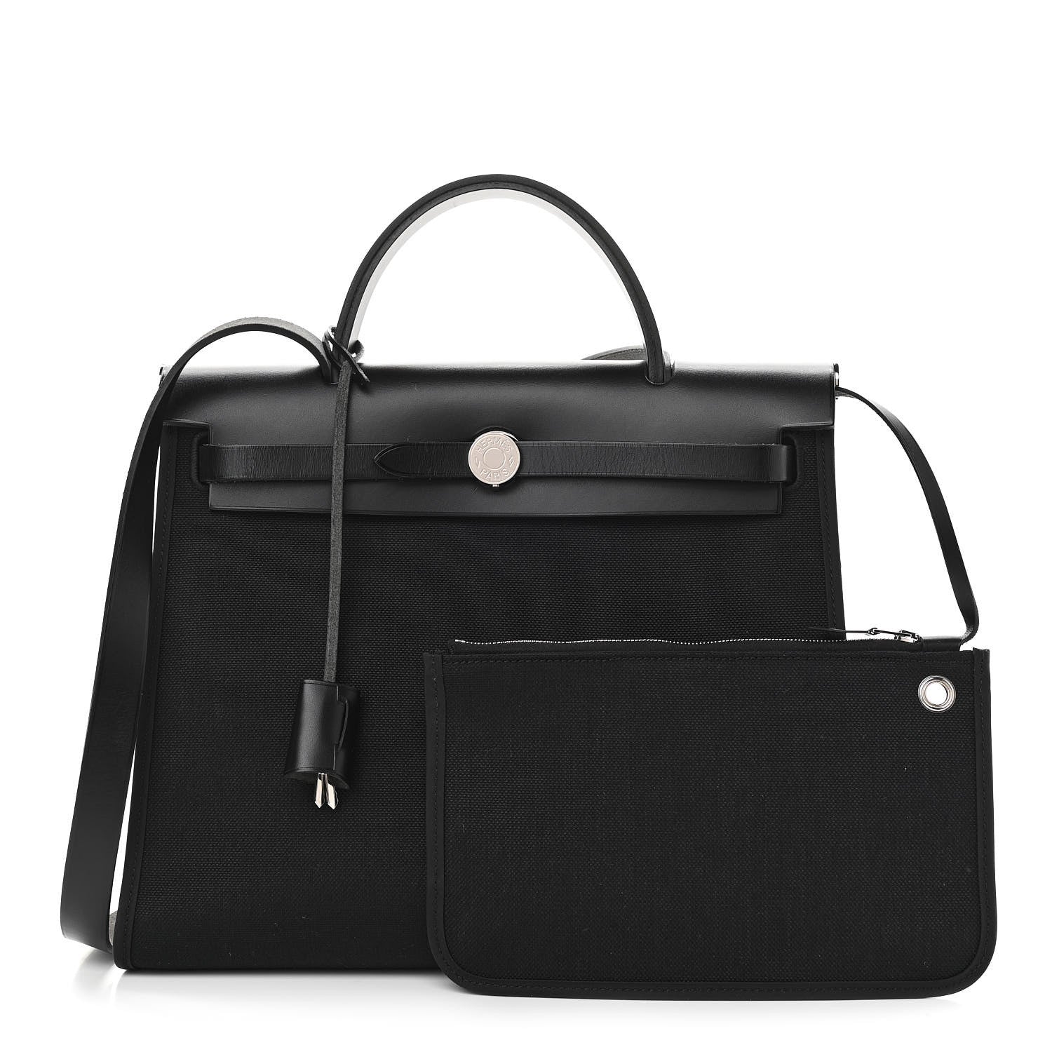 Hermes Military Toile Vache Hunter Herbag Zip PM 31 Black 1 of 13