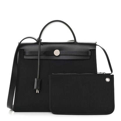 Hermes Military Toile Vache Hunter Herbag Zip PM 31 Black 1 of 13