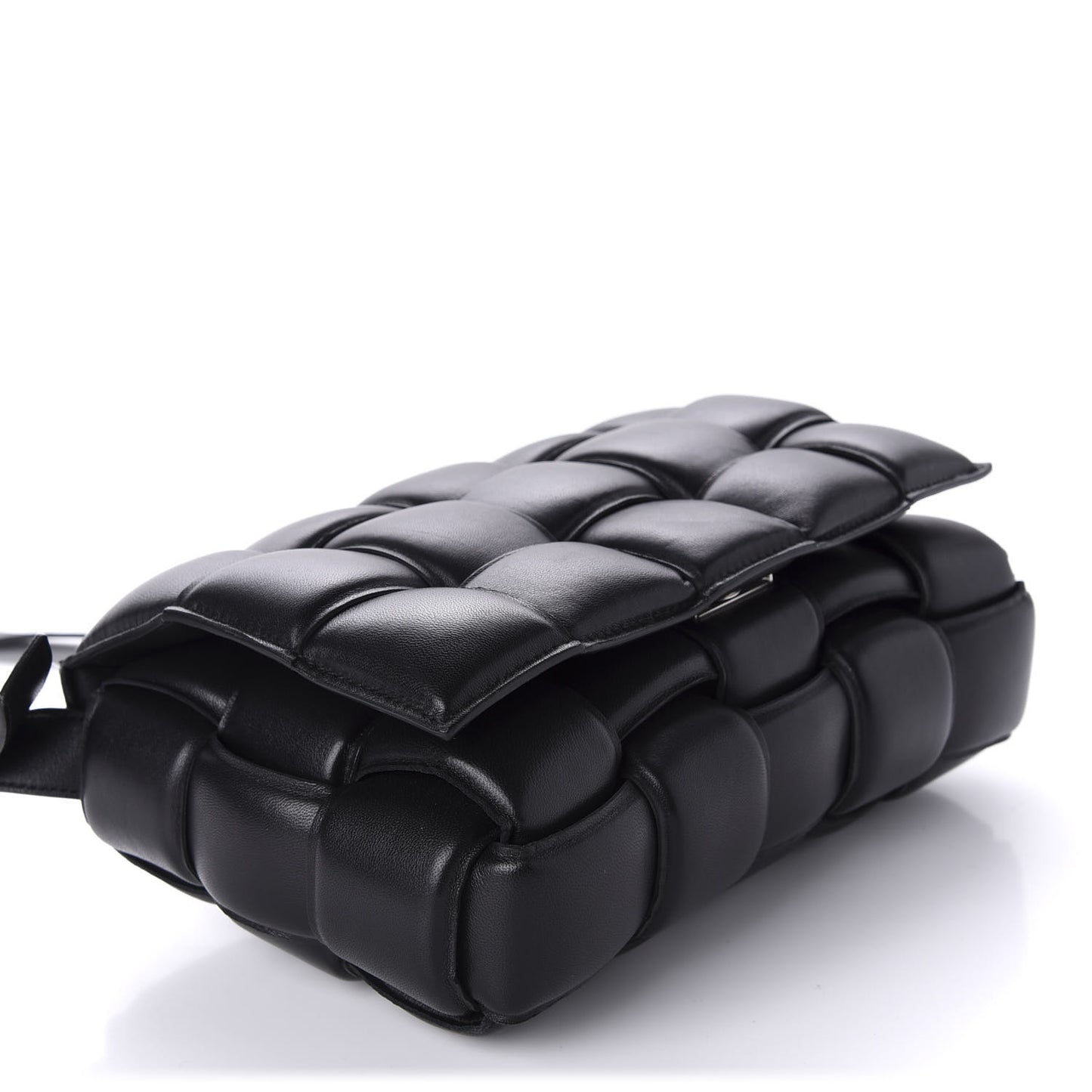 Nappa Maxi Intreccio Padded Cassette Crossbody Bag Black