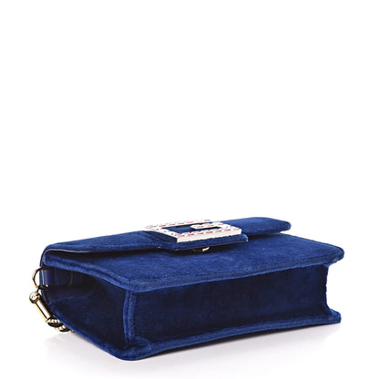 Gucci Velvet Crystal Square G Shoulder Bag Cobalt Blue 4 of 13