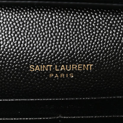 Saint Laurent Grain De Poudre Mixed Matelasse Triquilt Monogram Chain Wallet Black 7 of 11