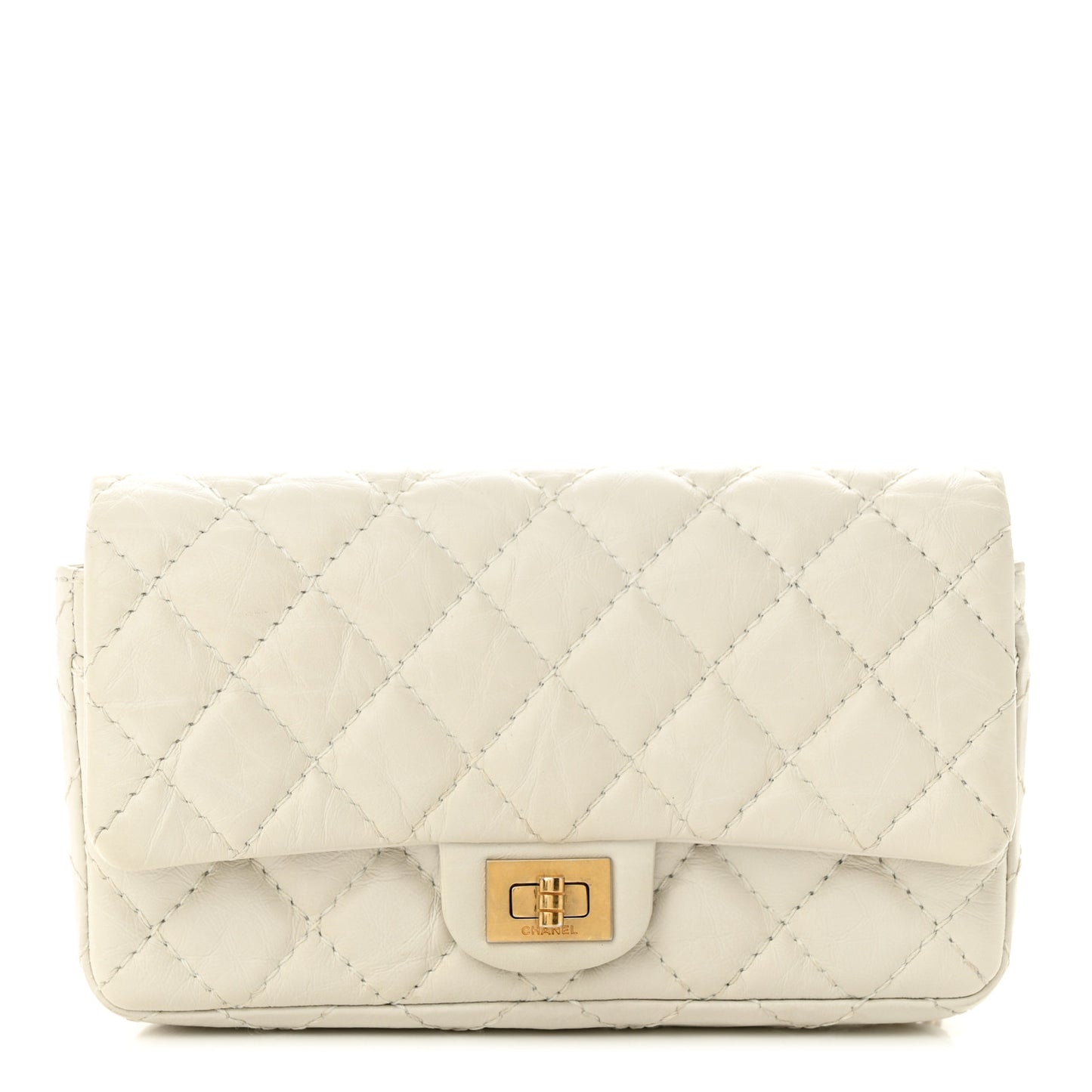 Aged Calfskin Quilted 2.55 Reissue Chain Waist Bag White