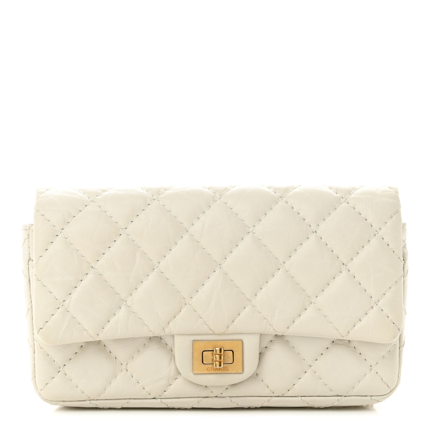 Chanel Aged Calfskin Quilted 2.55 Reissue Chain Waist Bag White 1 of 11