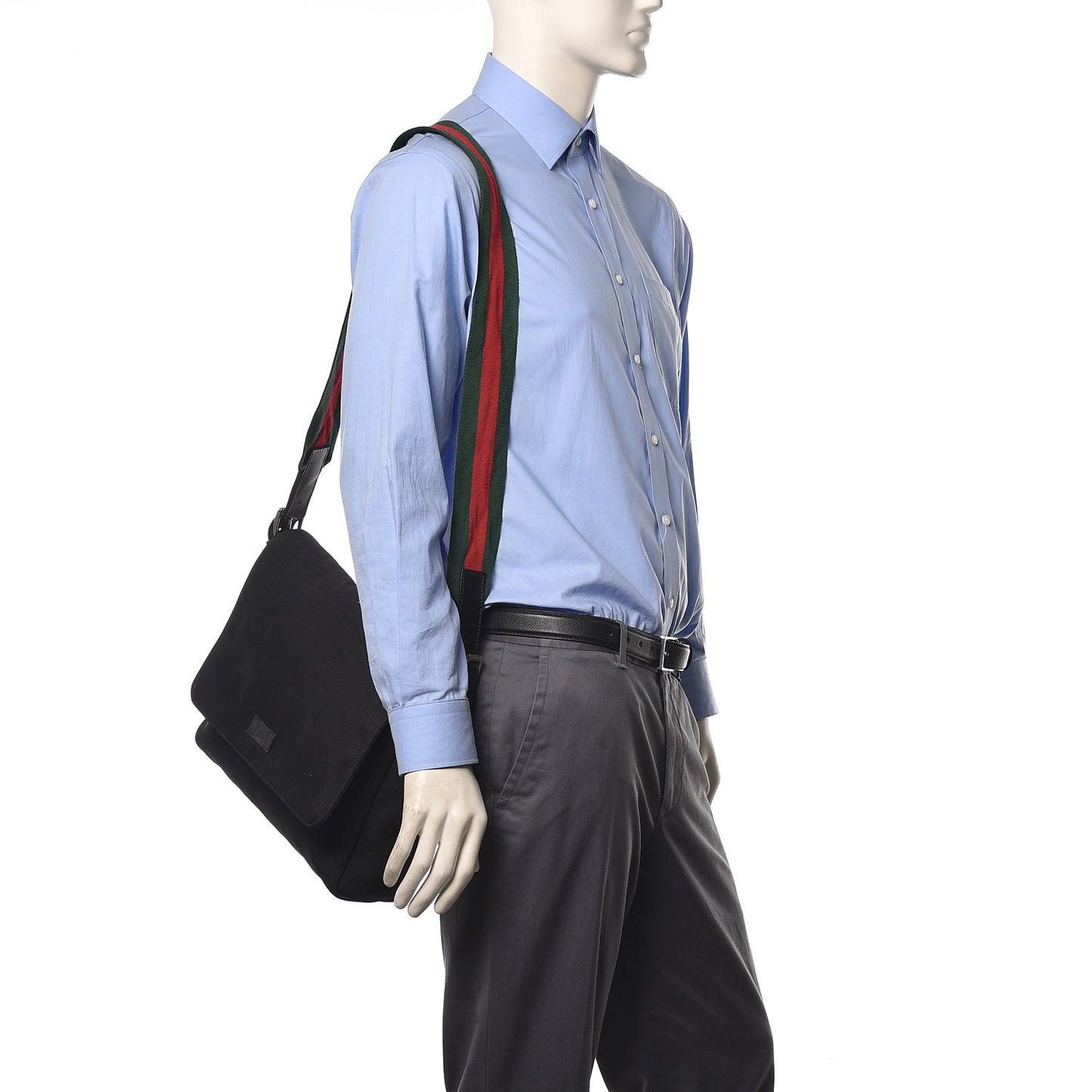 Techno Canvas Web Large Flap Messenger Bag Black