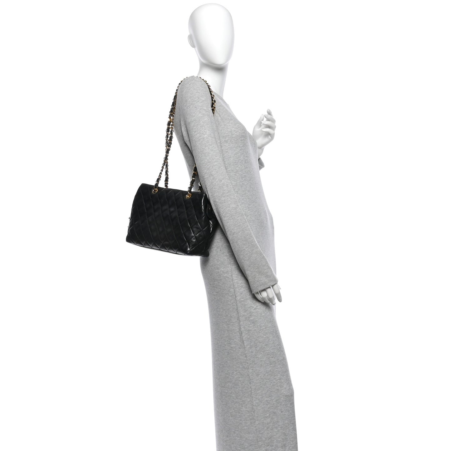 Lambskin Quilted Shoulder Bag  Black