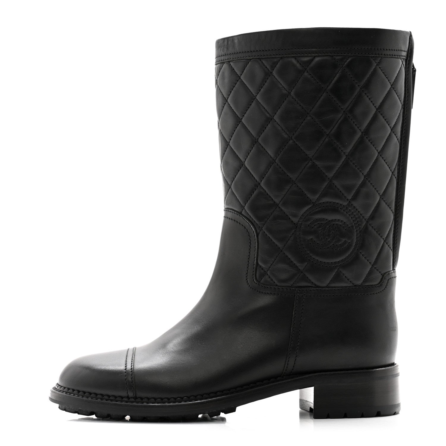 Chanel Calfskin Quilted CC Boots 40 Black 1 of 10