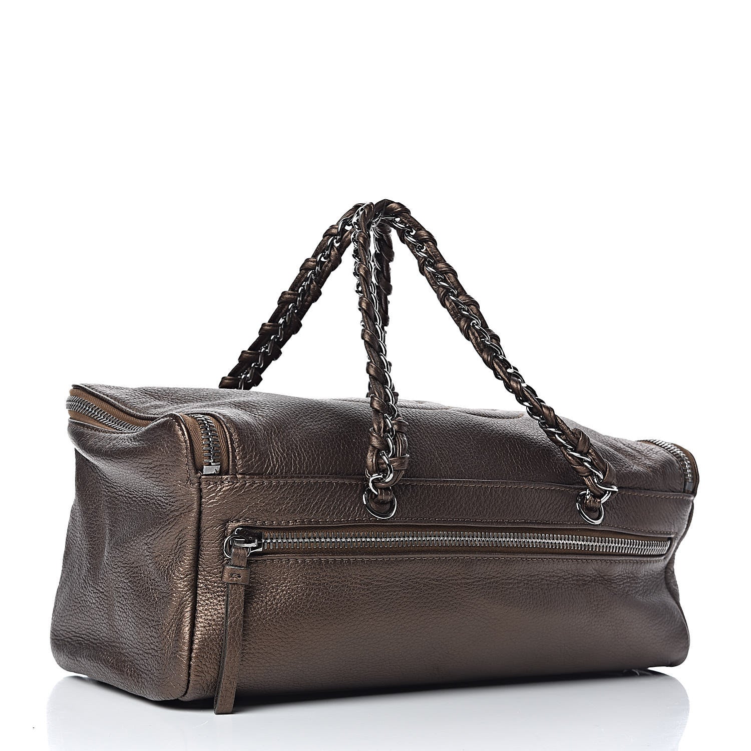 Chanel Metallic Deerskin Luxe Ligne Bowler Bronze 3 of 12