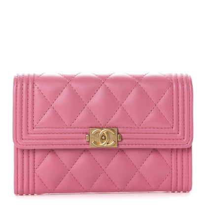 Chanel Lambskin Quilted Medium Boy Flap Wallet Pink 1 of 14