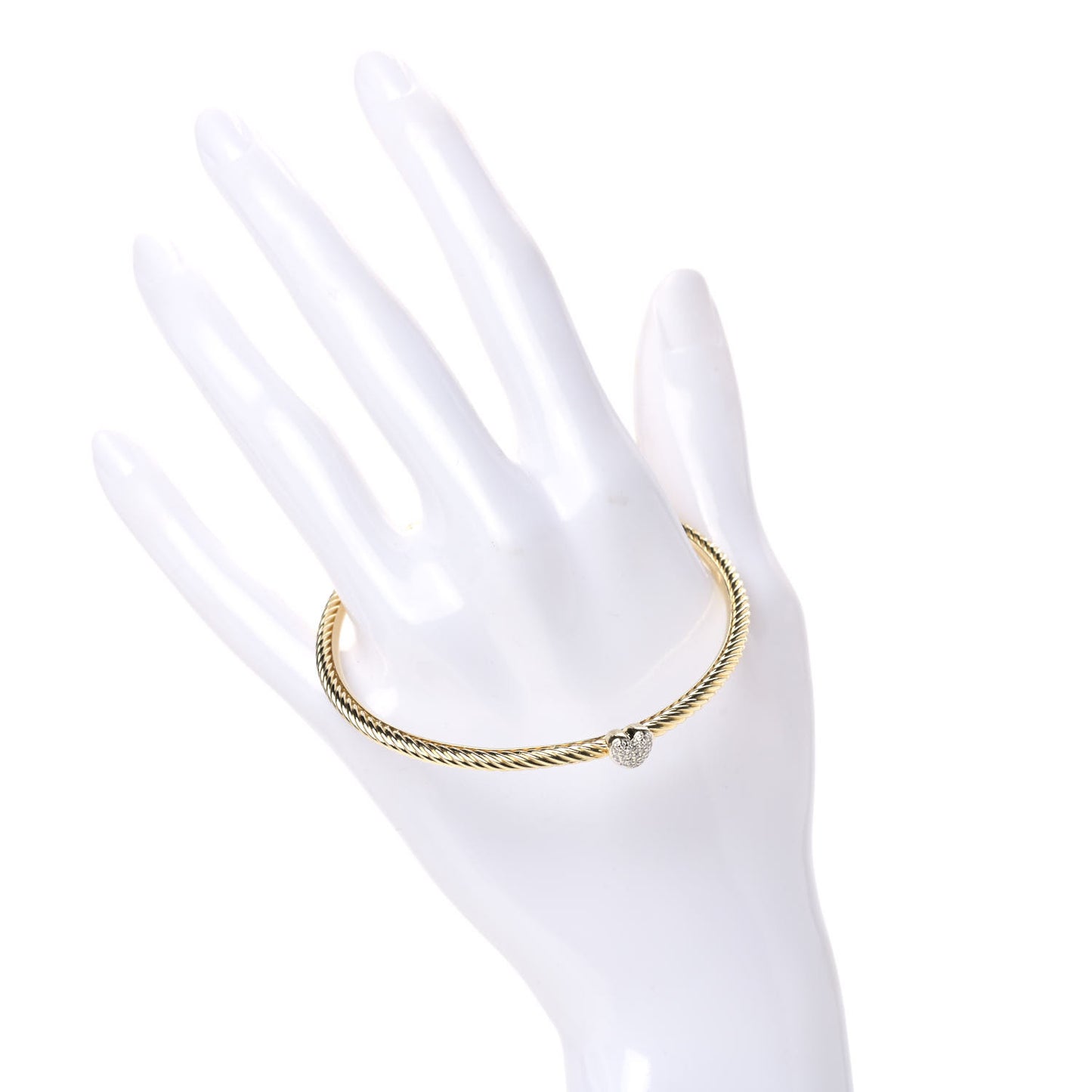 18K Yellow Gold 3mm Cable Collectibles Heart Bracelet