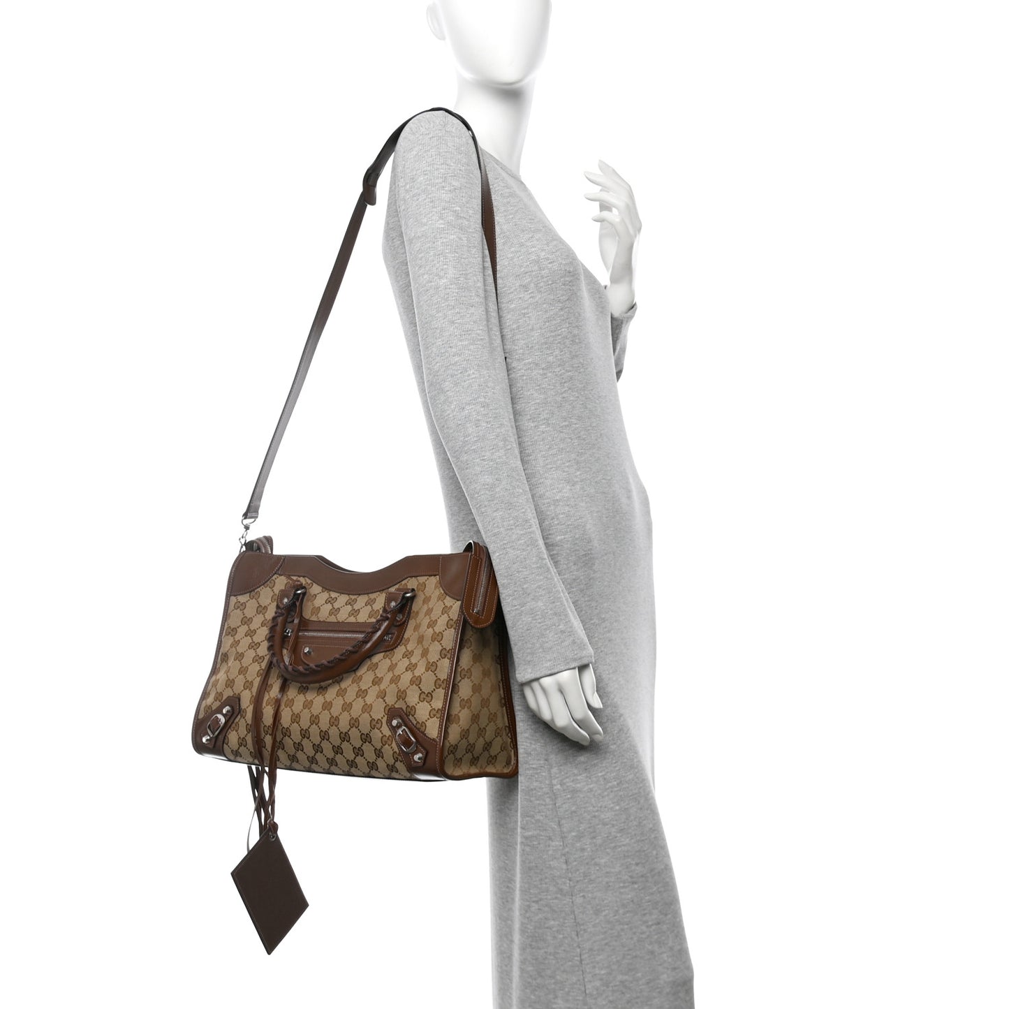 X GUCCI GG Monogram Azalea Calfskin Neo Classic Silver Hardware Medium City Beige Ebony Brown Sugar