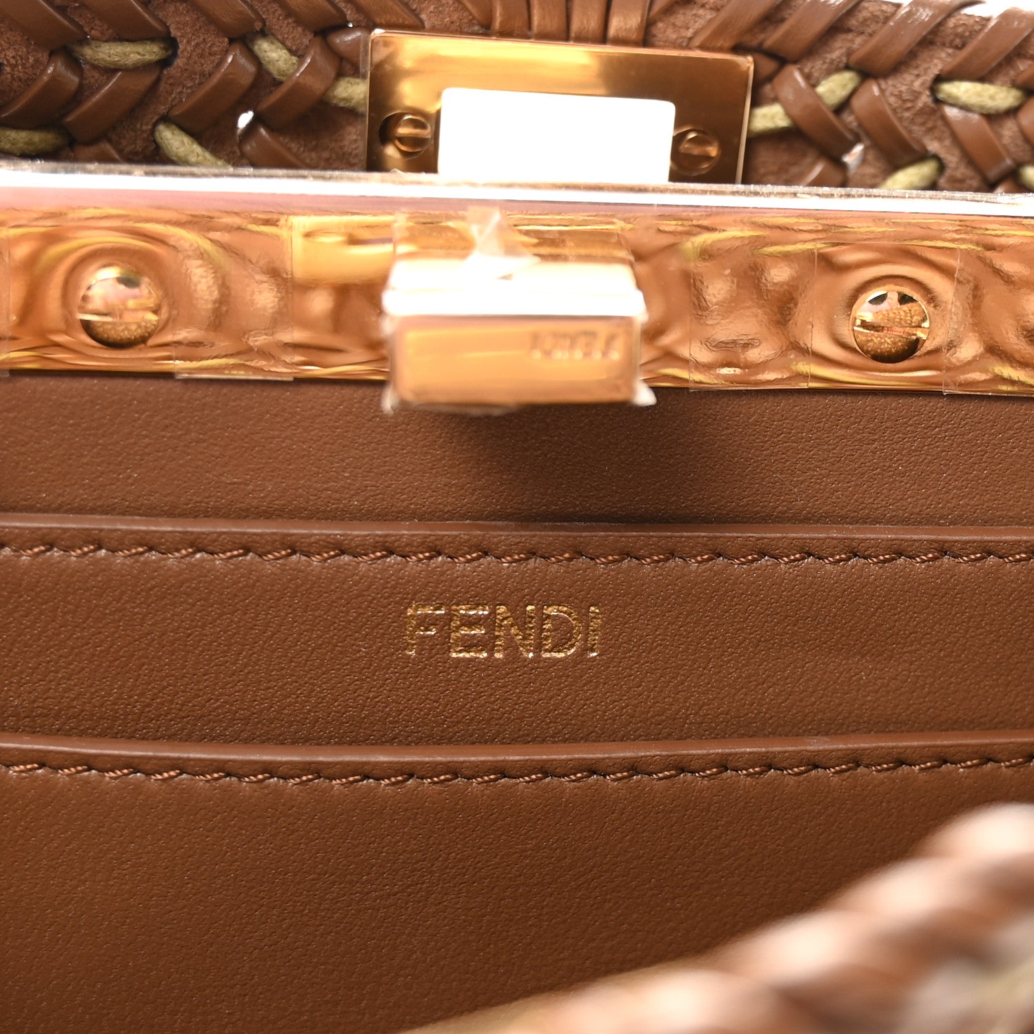 Fendi Vitello King Shiny Nappa Intreccio Petite Peekaboo I SEE U Satchel Gianduia 6 of 9