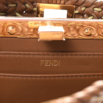 Fendi Vitello King Shiny Nappa Intreccio Petite Peekaboo I SEE U Satchel Gianduia 6 of 9