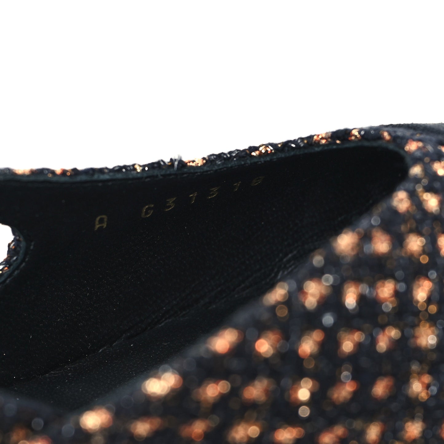 Iridescent Tweed Grosgrain Cap Toe CC Slingback Pumps 37.5 Black Gold