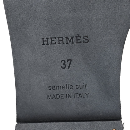 Hermes Box Calfskin Oran Sandals 37 Black 6 of 9
