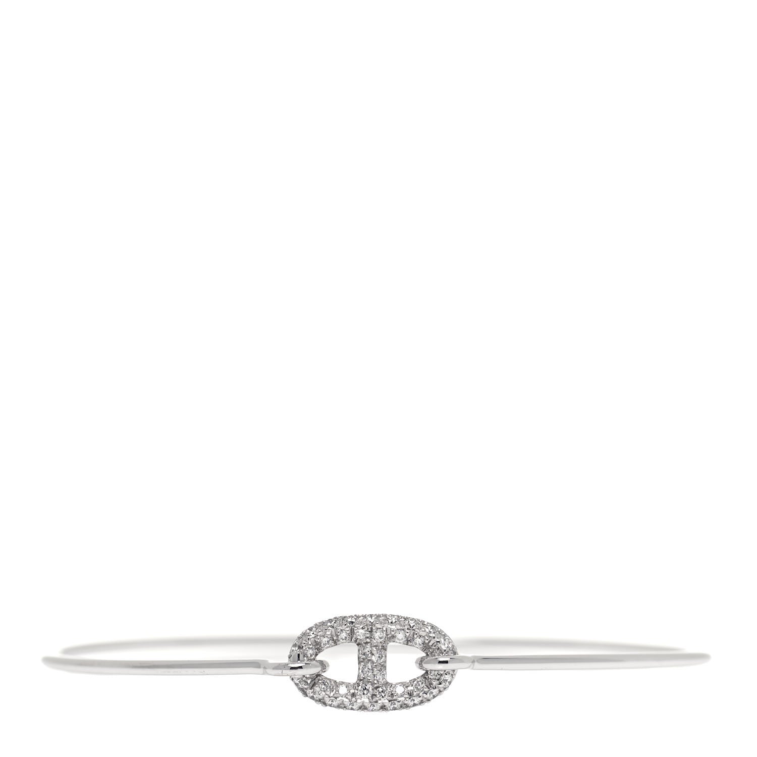 Hermes 18K White Gold Diamond PM Ronde Chaine d'Ancre Bracelet SH 1 of 5