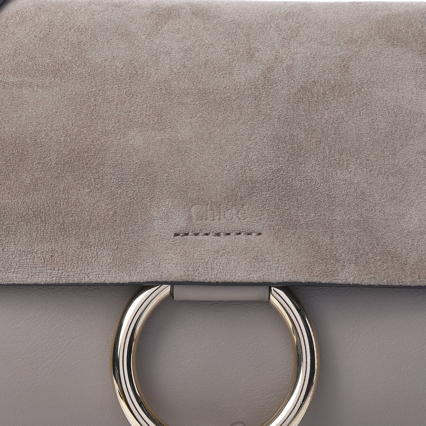 Suede Calfskin Small Faye Shoulder Bag Motty Grey