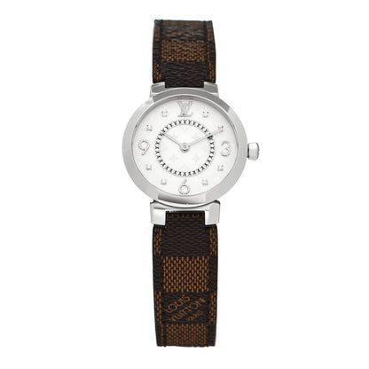 Louis Vuitton Stainless Steel Damier Diamond 28mm Tambour Slim Quartz Watch 1 of 5