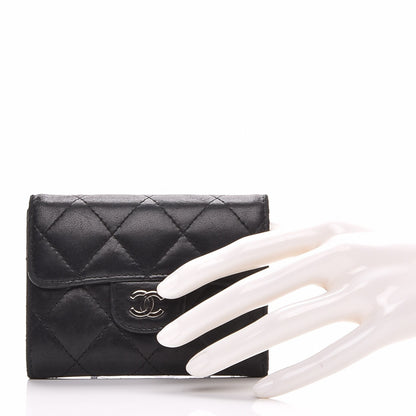 Chanel Lambskin Quilted Flap Card Holder Wallet Black 2 of 8