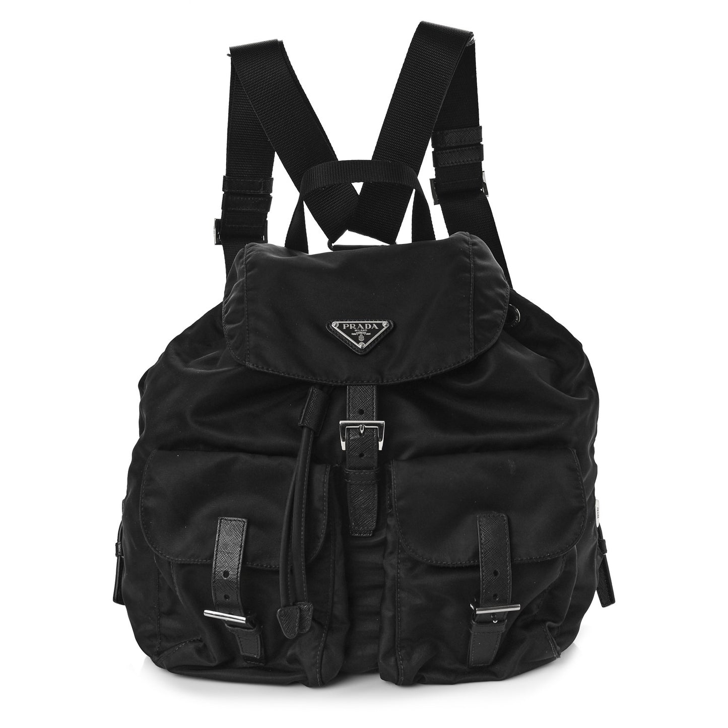 Tessuto Nylon Saffiano Medium Backpack Black