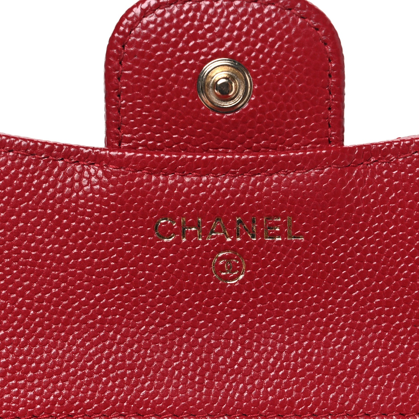 Caviar Quilted Compact Flap Wallet Dark Red