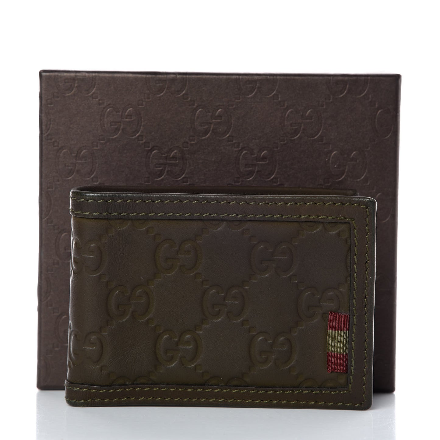 Guccissima Rubber Mini Bi Fold Wallet Green