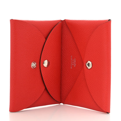 Hermes Epsom Calvi Duo Card Case Rouge De Coeur 5 of 7