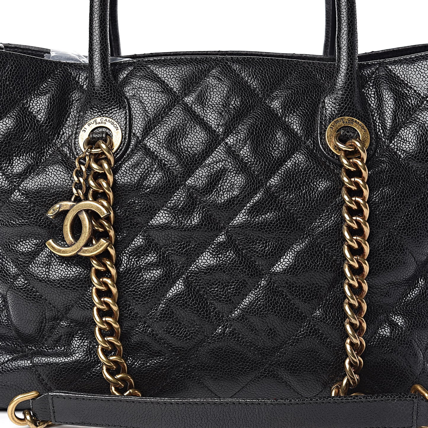 Glazed Caviar Quilted Small Shiva Tote Black